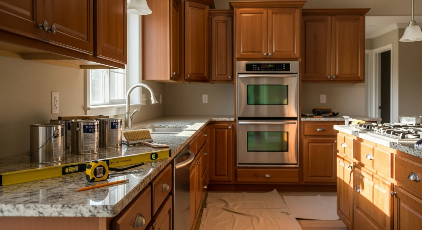 Modern kitchen with custom cabinets and granite countertops