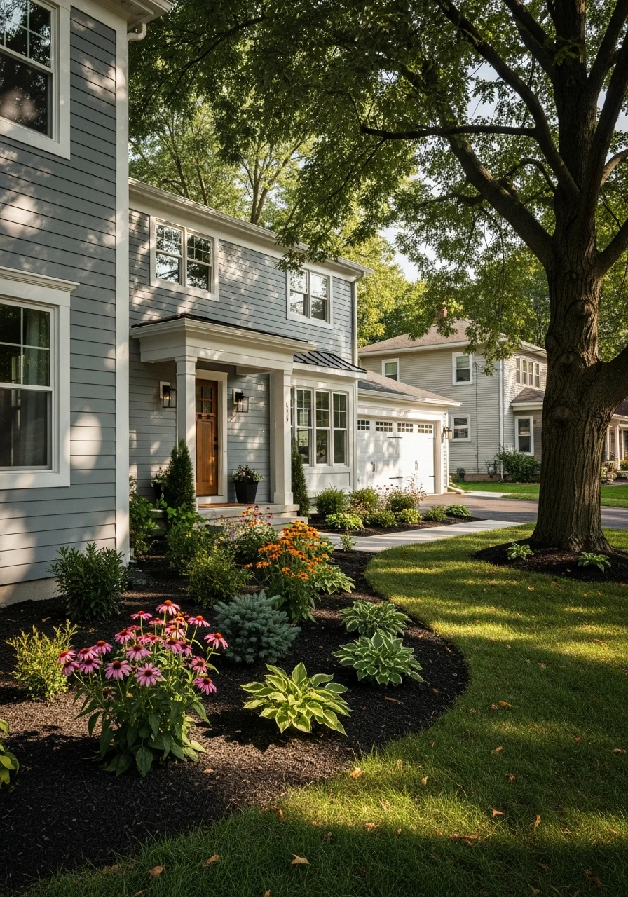Entrance to a Montgomery home with updated exterior features and professional landscaping.